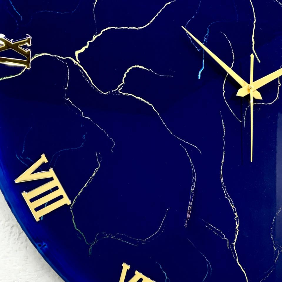 Blue Storm Silent Resin Wall Clock 27 Inches