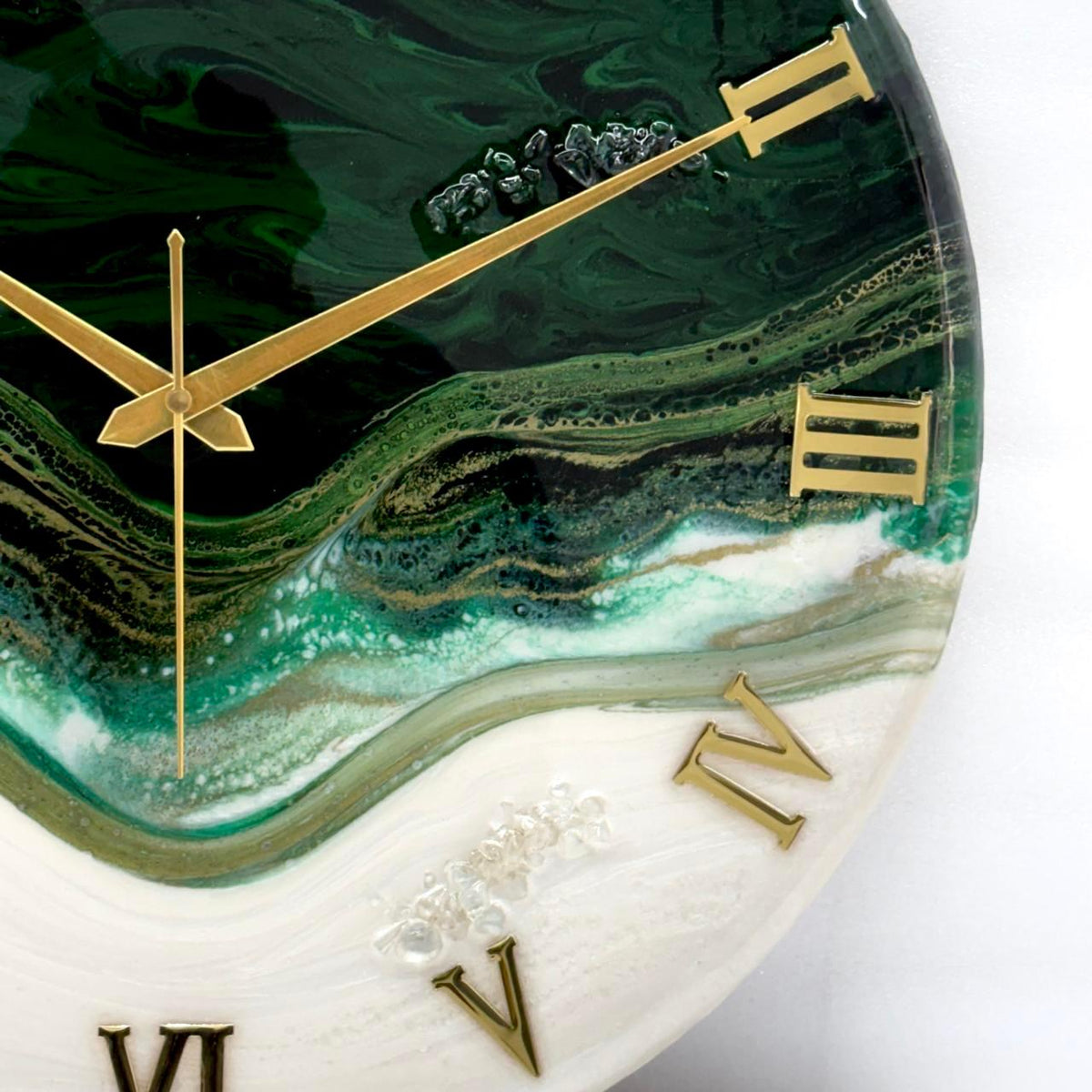 Royal Green Resin Clock 17.5 Inches