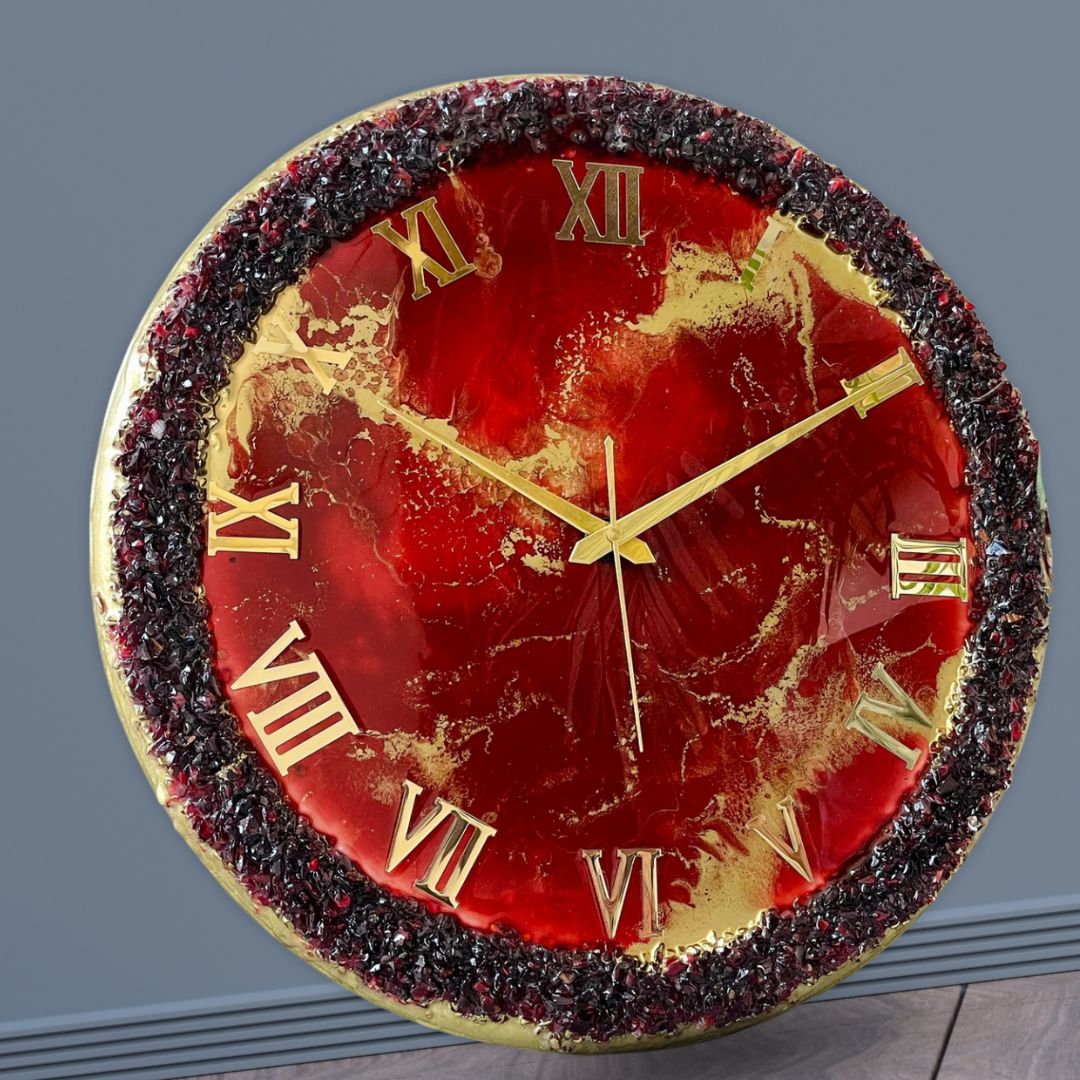 Red Ring Silent Clock 17.5 inches