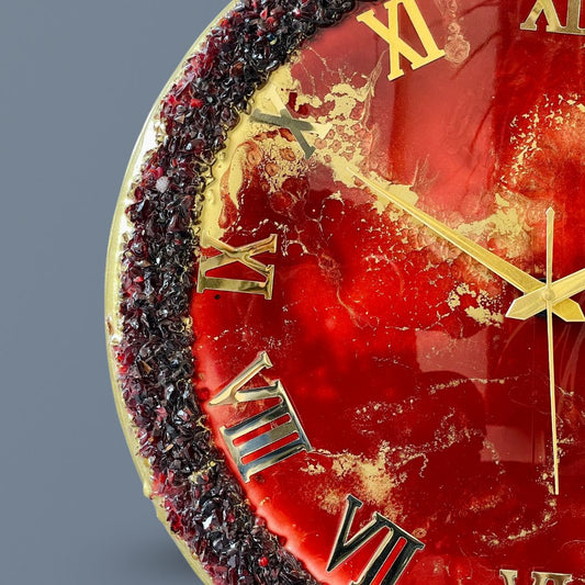 Red Ring Silent Clock 17.5 inches