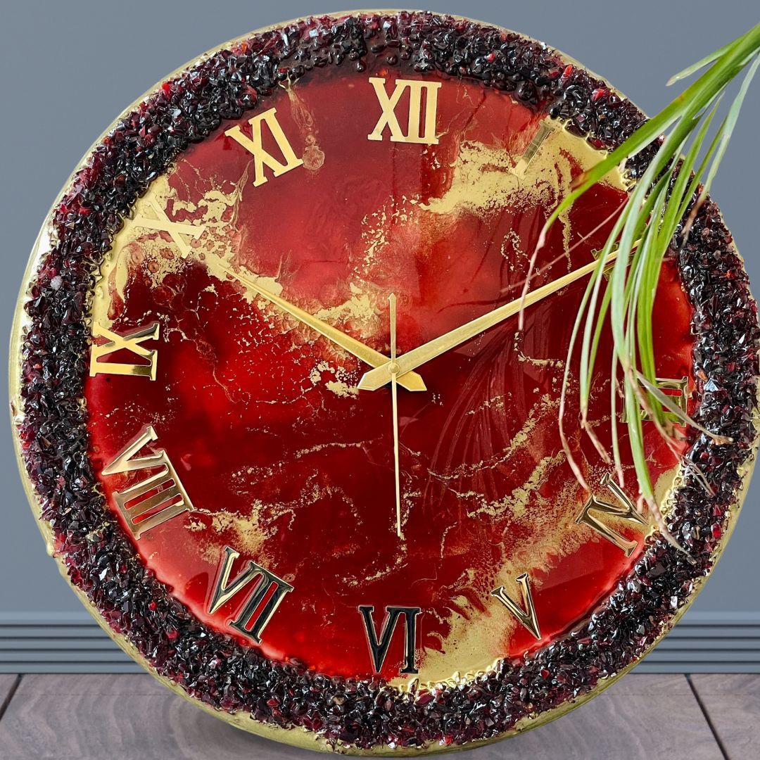 Red Ring Silent Clock 17.5 inches