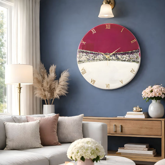 Pink Crown Silent Wall Clock 27 Inches