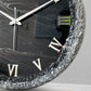 Black Silver Ring Silent Clock 17.5 inches