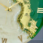 Green Fire Resin Clock 17.5 Inches