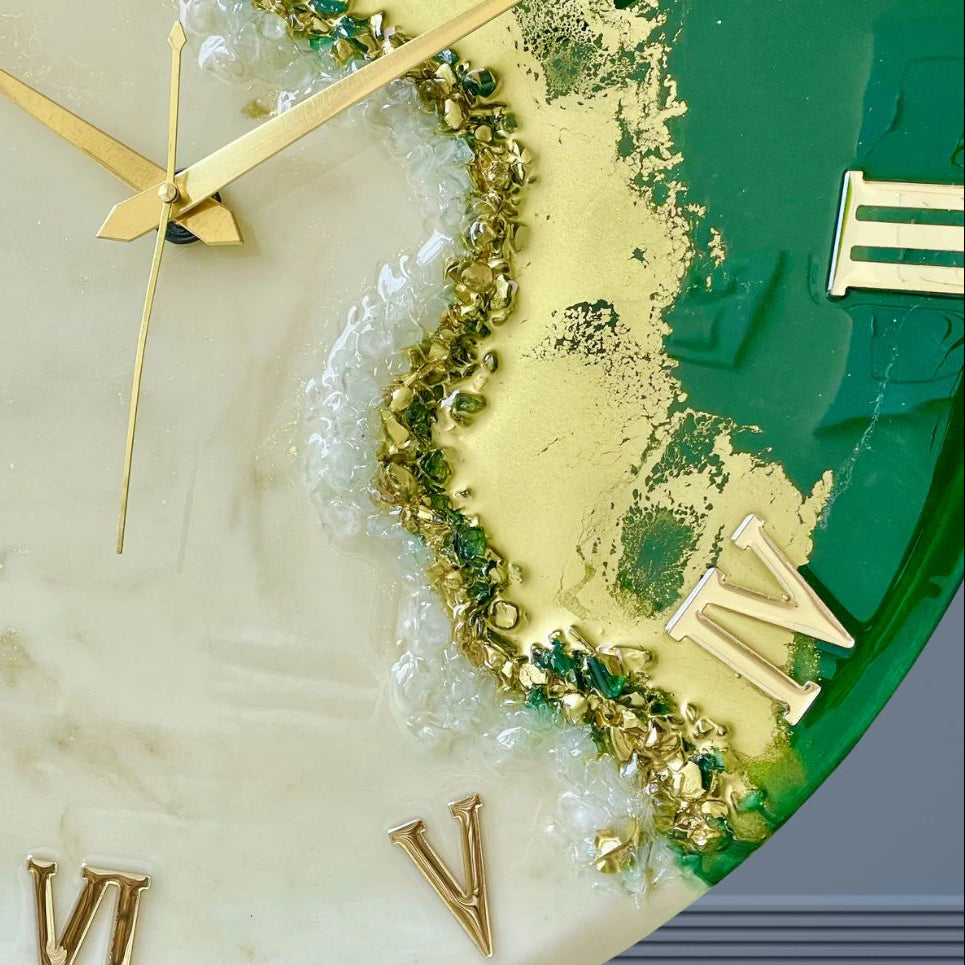 Green Fire Silent Clock 27 Inches