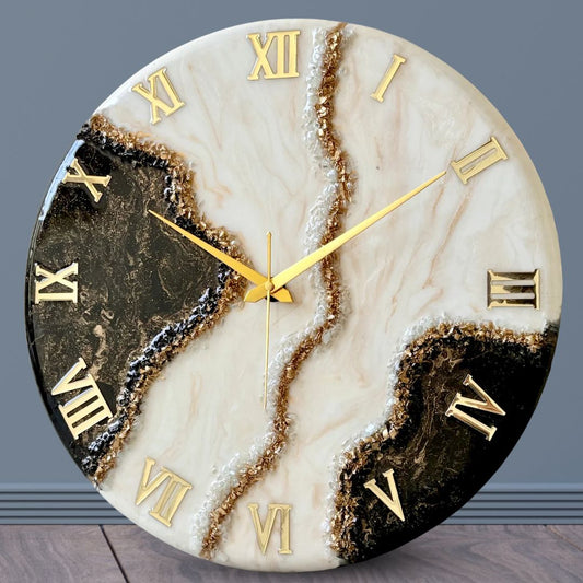 Rose-Gold Geode Resin Clock 17.5 Inches